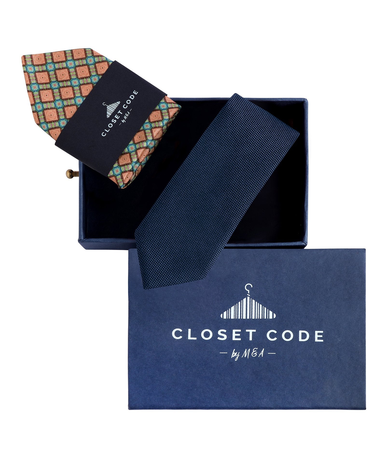 Blue Shimmer Tie and Peach Pocket Square Gift Set