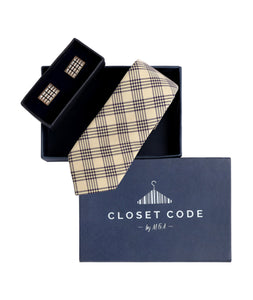 Checks Tie and Cufflinks Gift Set