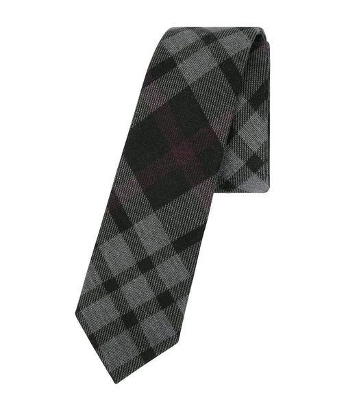 Dark Grey Plaid Tie