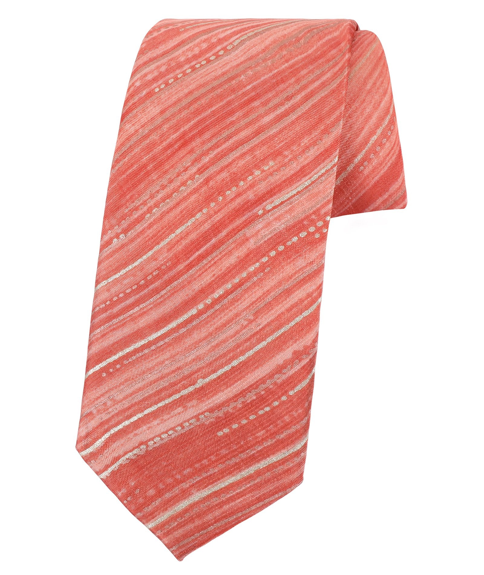 Diagonal Pinstripes Peach Tie