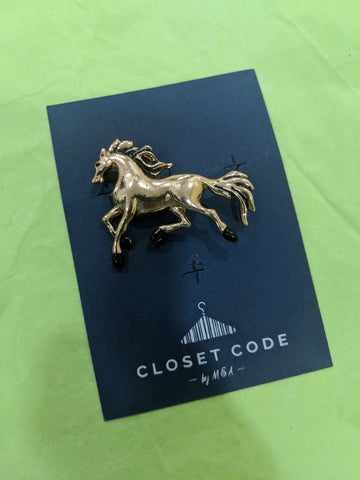 Gold Stallion Coat Pin