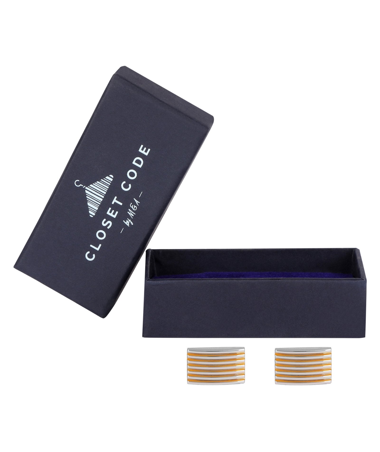 Gold and Silver Pinstripes Cufflink