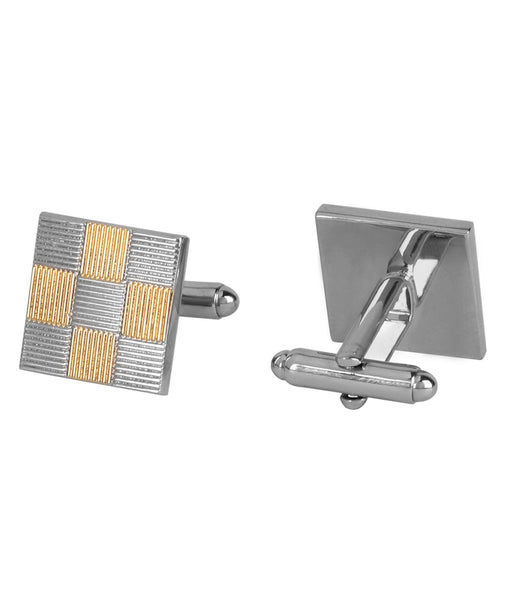 Gold and Silver Pinstripes Square Cufflink