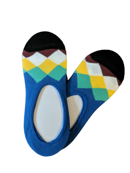 Geometric White Top Loafer Socks