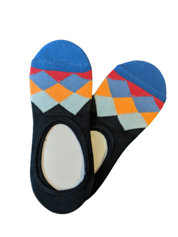 Geometric Blue Top Loafer Socks