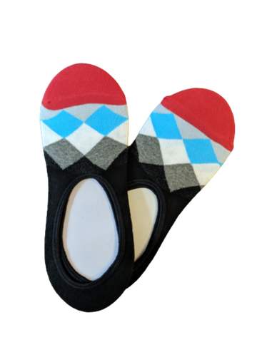 Geometric Red Top Loafer Socks
