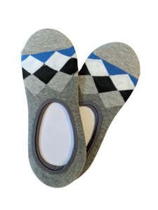 Geometric Grey Top Loafer Socks