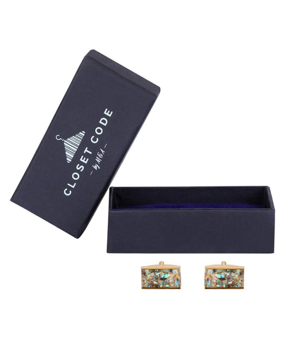 Marble Rectangle Mother of Pearl Cufflink
