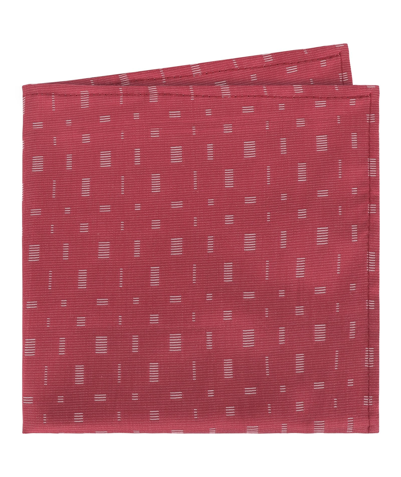 Red With White Woven Rectangles Pocket Square