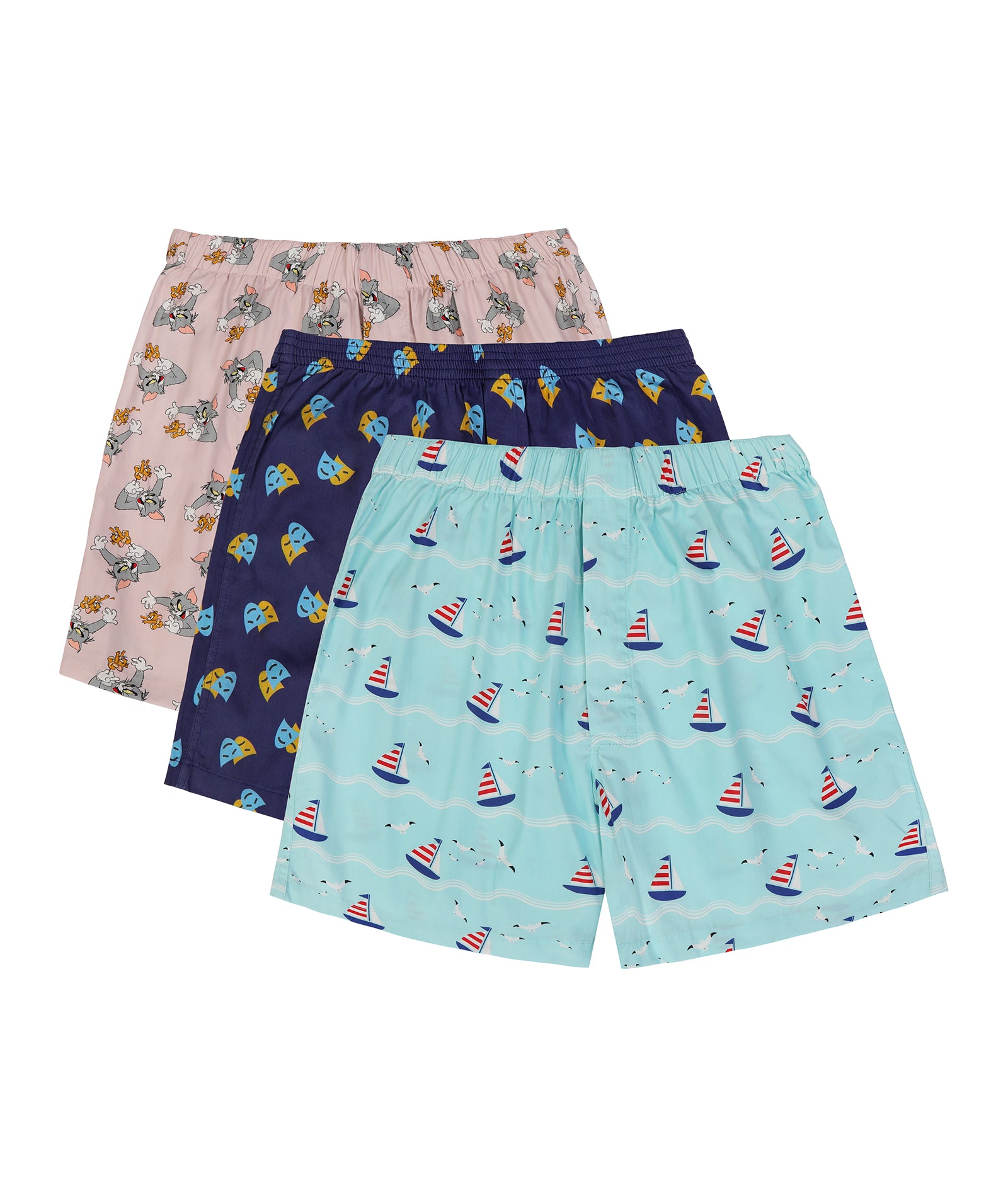 Set of 3 boxers - Tom and Jerry, Masquerade, Sail Boat