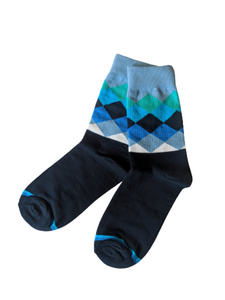 Geometric Blue Band Socks