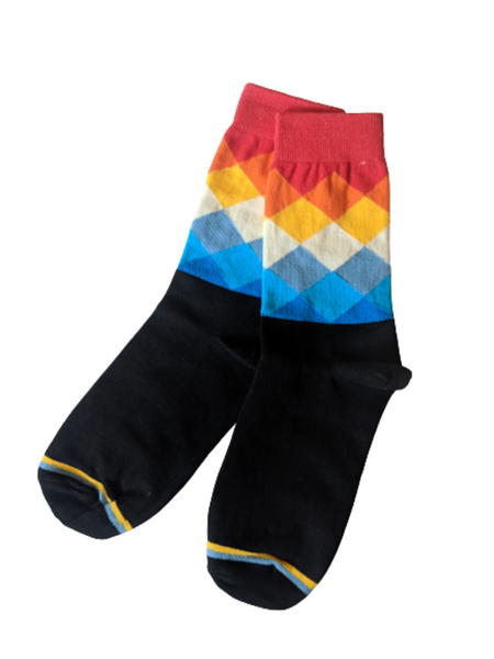 Geometric Blue Band Socks