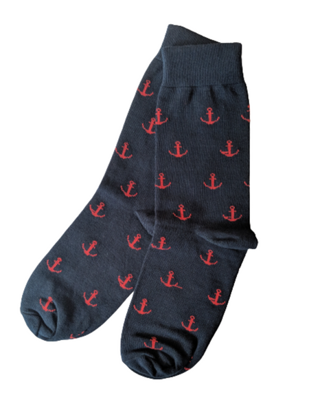 Nautical Anchor Grey Socks