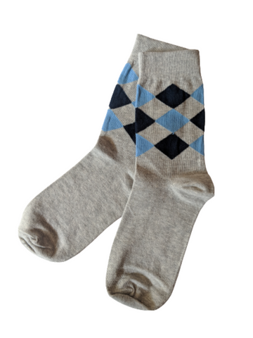 Geometric Formal Grey Socks